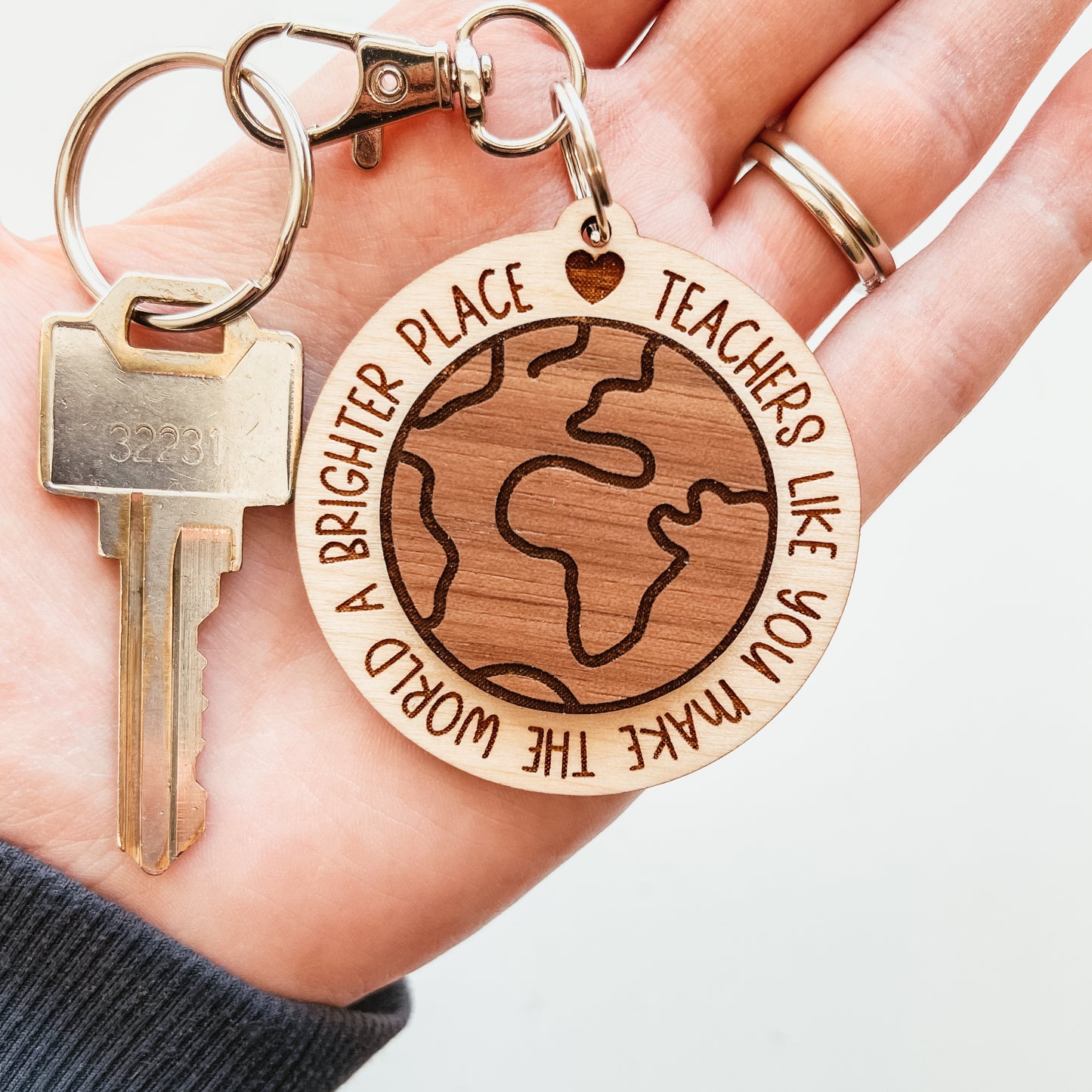 3D Earth Teacher Keychain