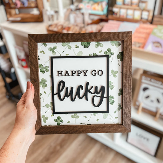 Happy Go Lucky Framed Sign