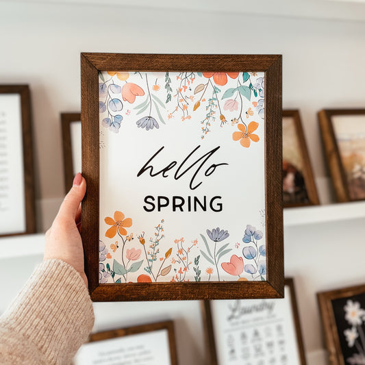 Hello Spring Framed Sign