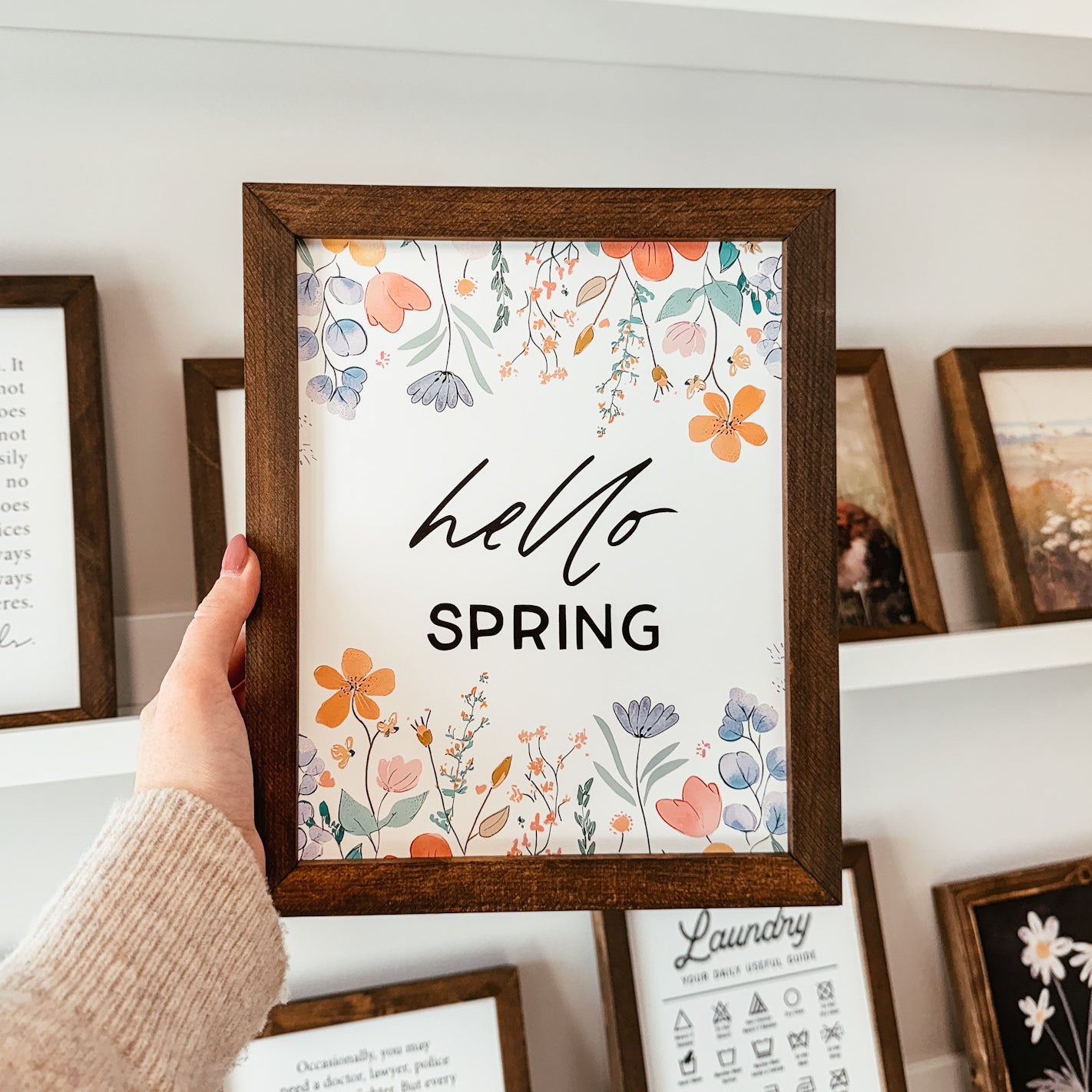 Hello Spring Framed Sign