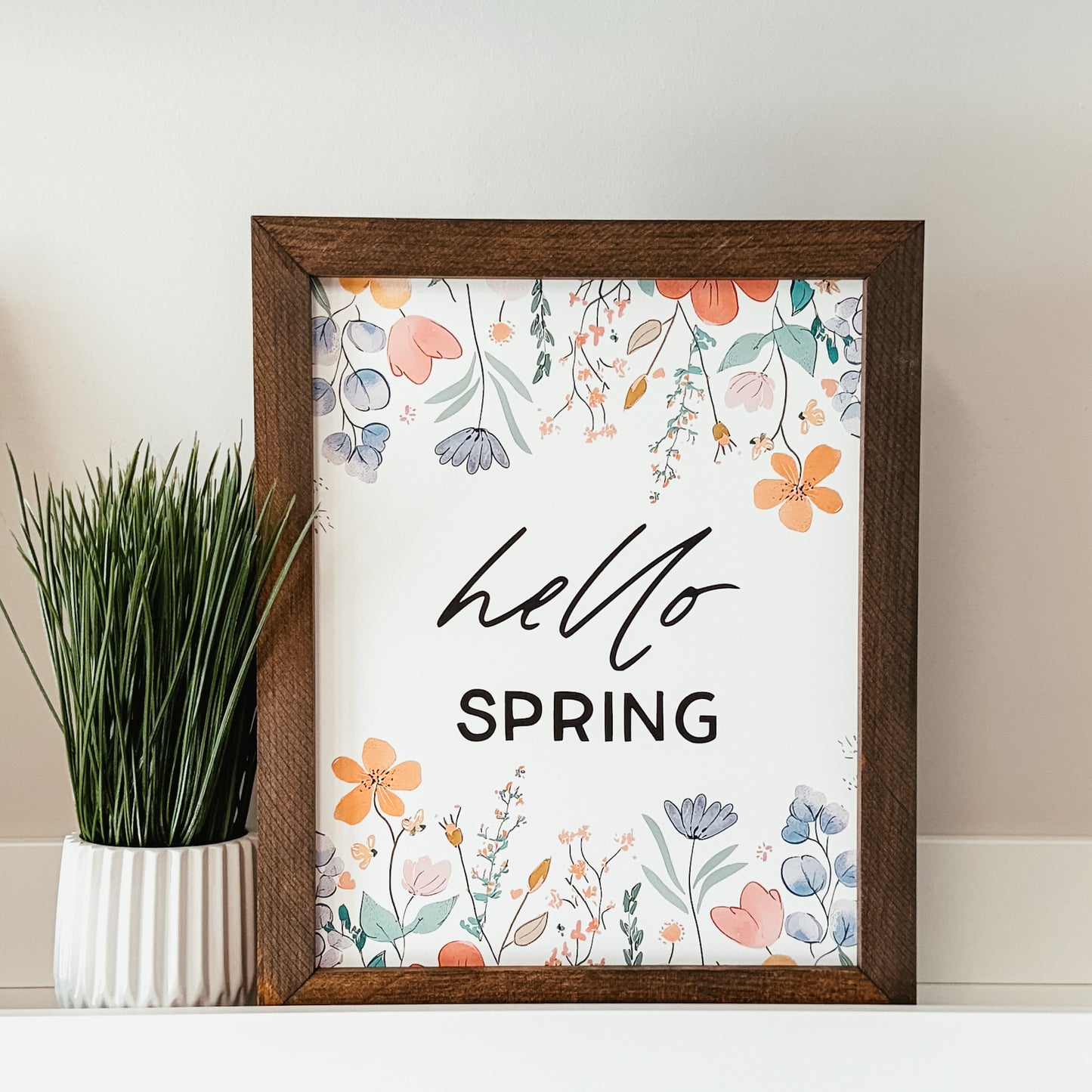 Hello Spring Framed Sign