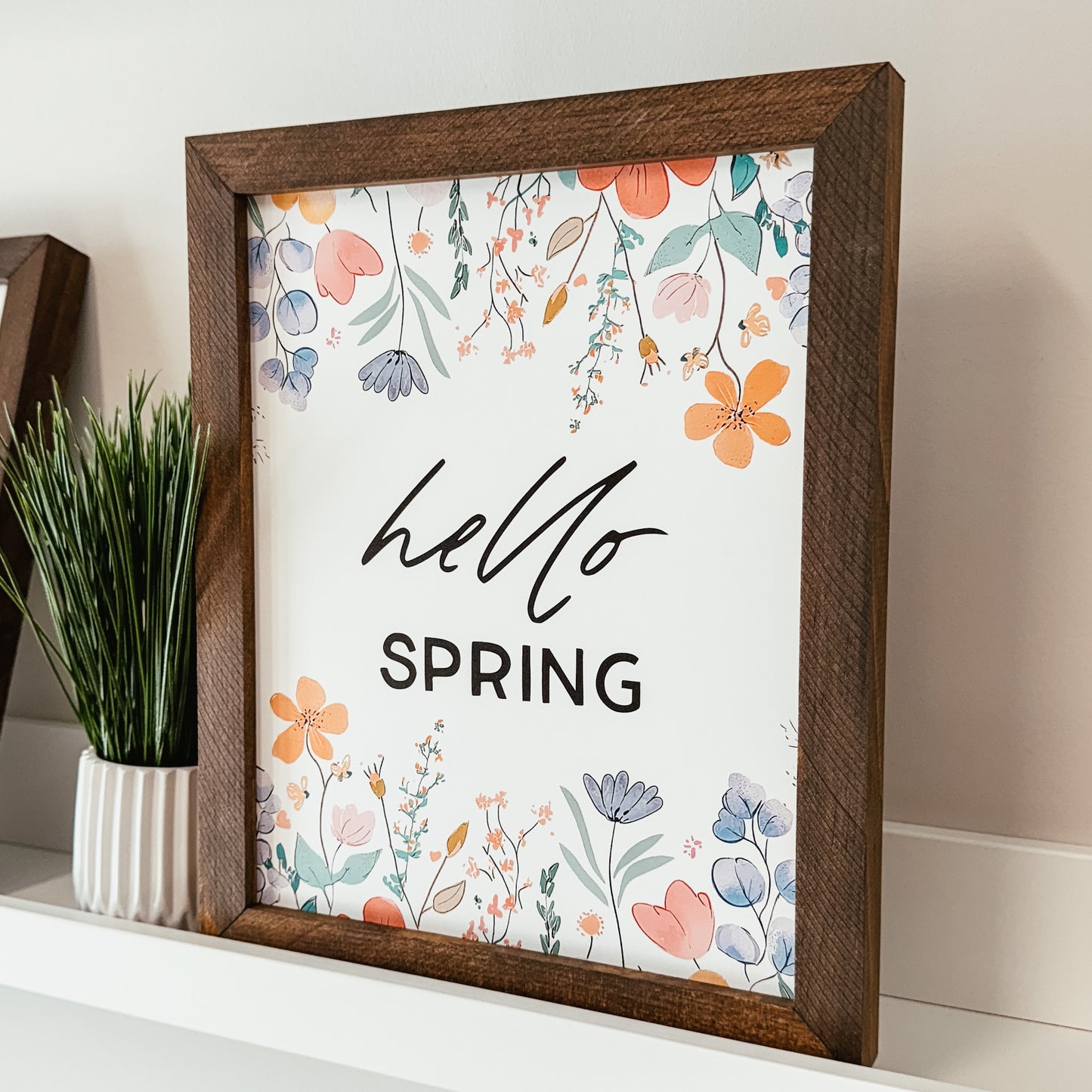 Hello Spring Framed Sign