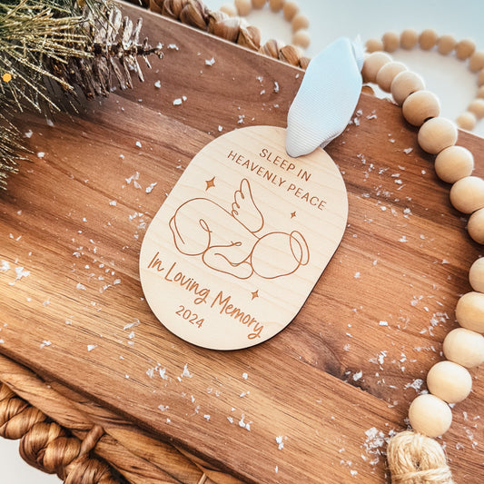 Sleep In Heavenly Peace Engraved Wooden Christmas Ornament