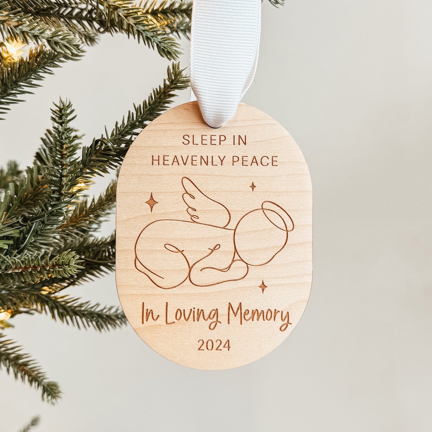 Sleep In Heavenly Peace Engraved Wooden Christmas Ornament