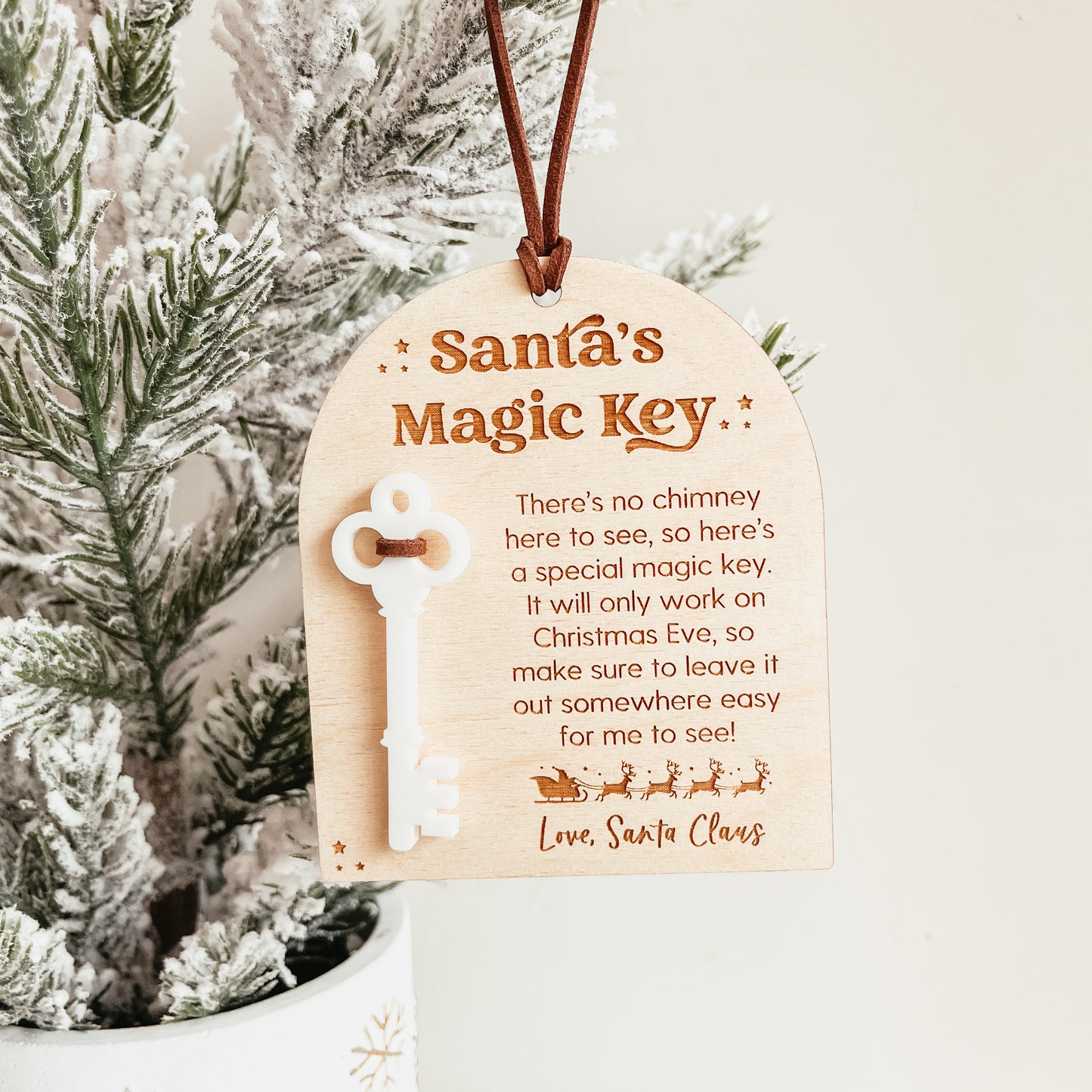 Santa's Magic Key Wooden Christmas Ornament