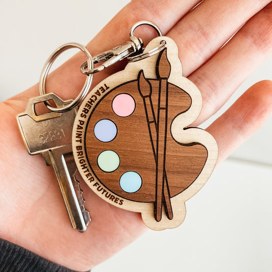 3D Paint Palette Teacher Keychain