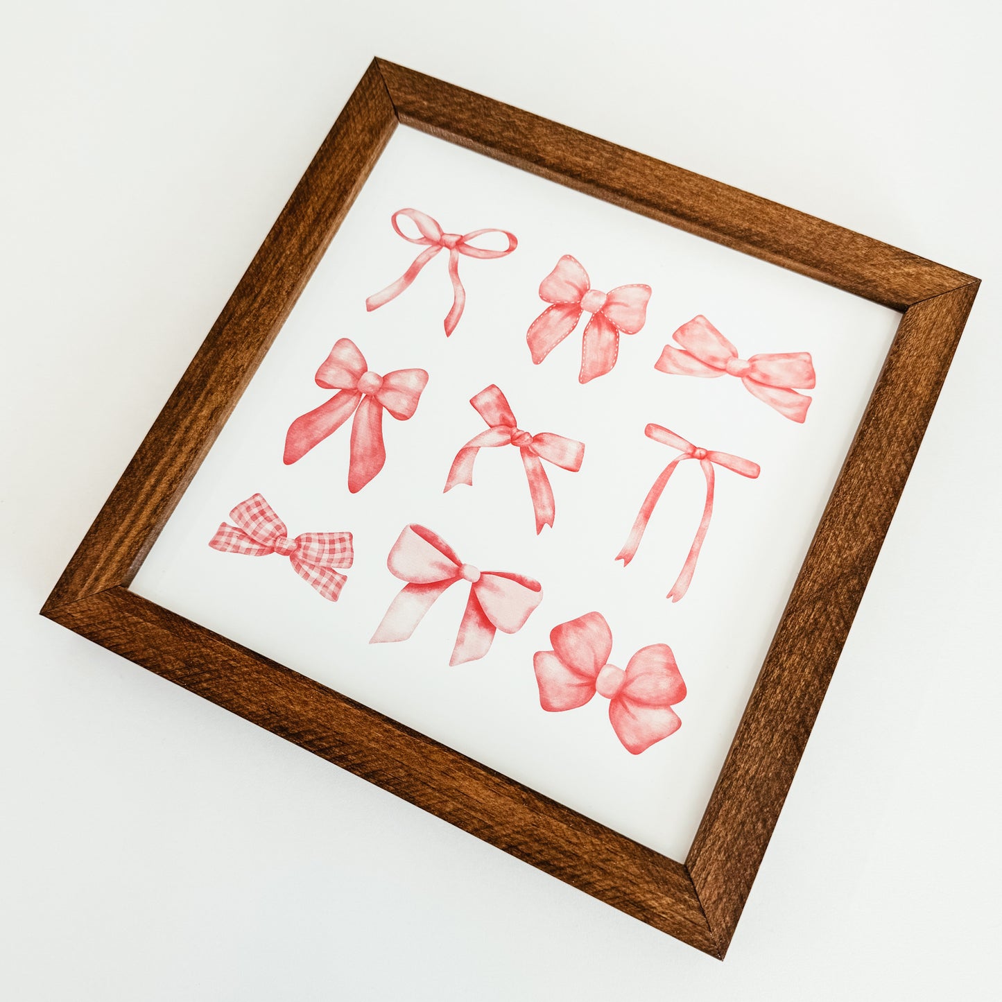 Pink Bow Print Framed Sign