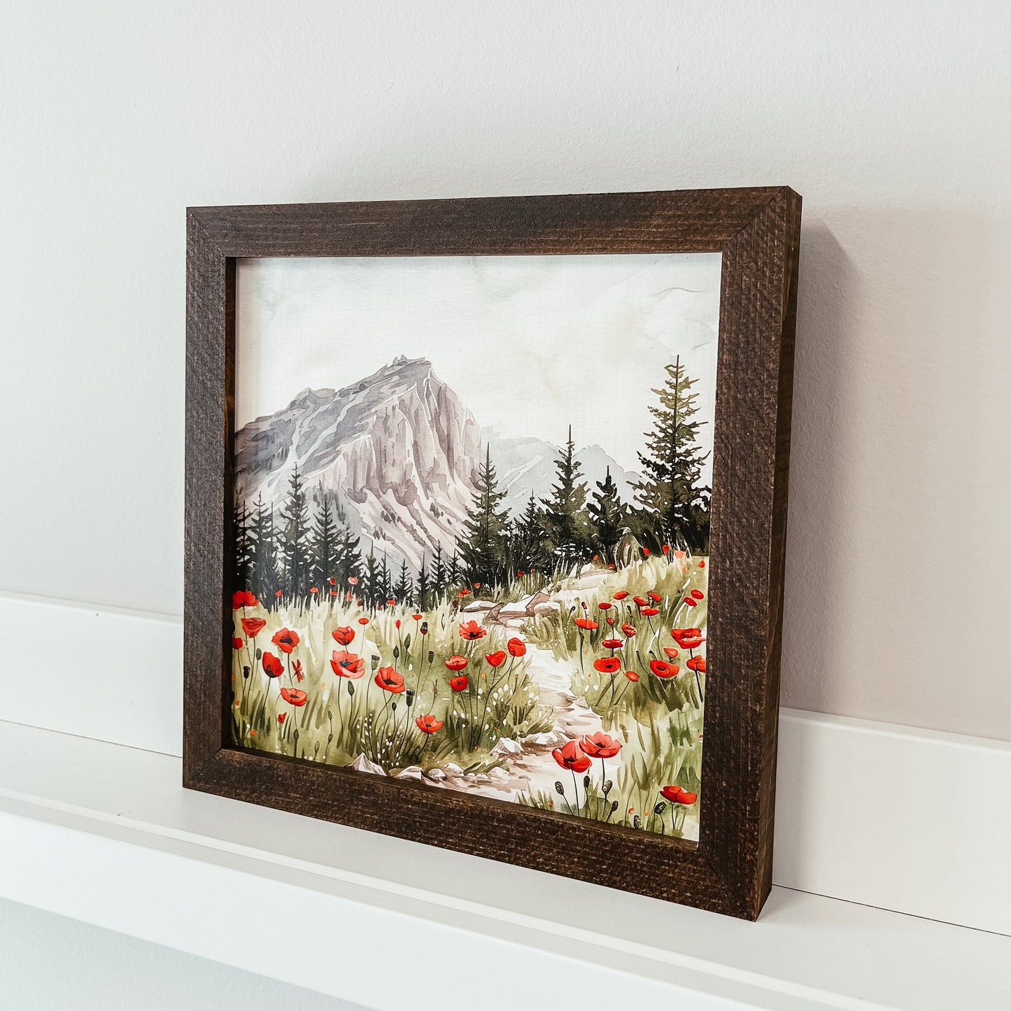 Watercolour Poppies Framed Sign