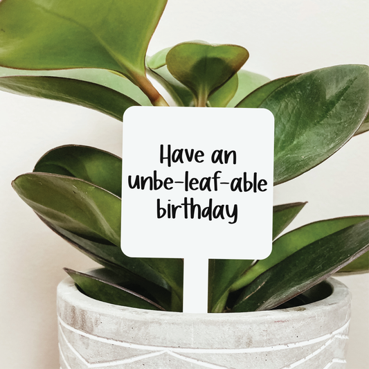 Have An Unbe-leaf-able Birthday Plant Marker