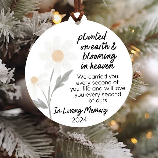 Blooming in Heaven Miscarriage Christmas Ornament