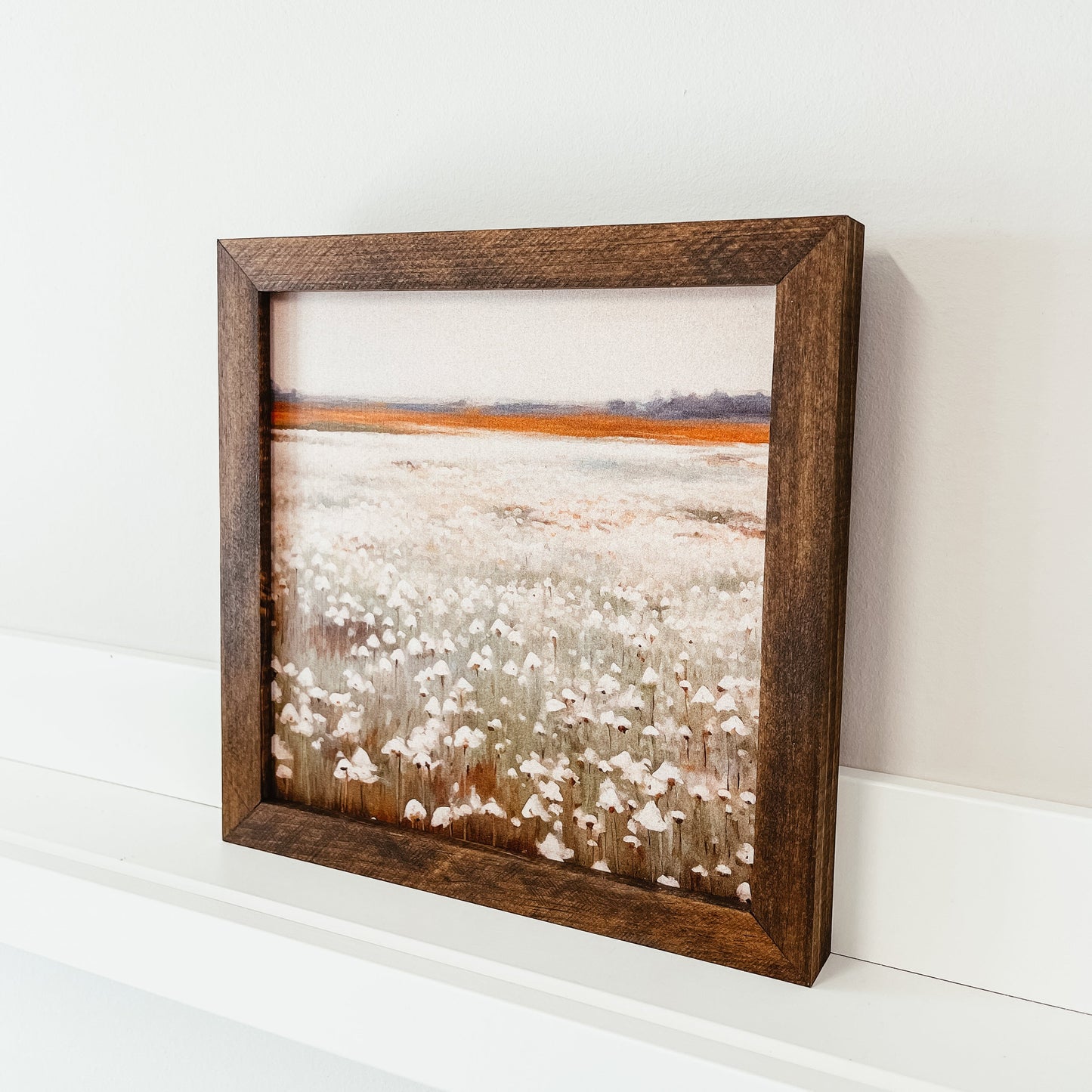 White Flower Field Framed Sign