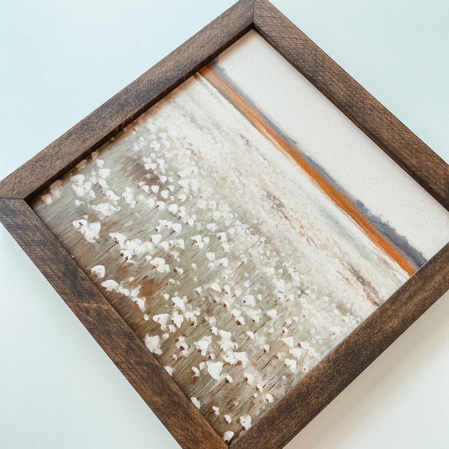 White Flower Field Framed Sign