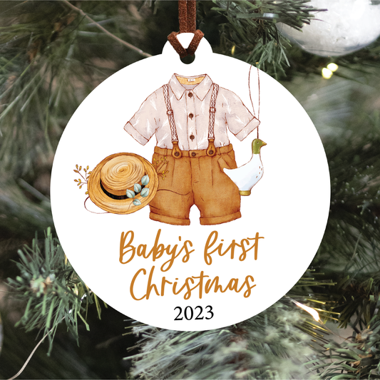 Baby's First Christmas Ornament | Boho Outfit | Girl And Boy Variations