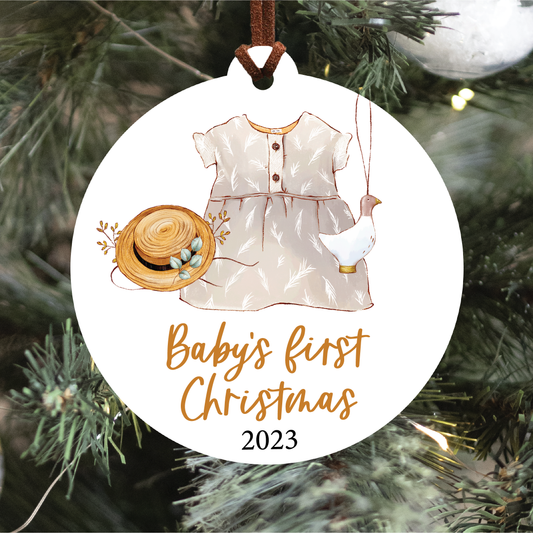 Baby's First Christmas Ornament | Boho Outfit | Girl And Boy Variations