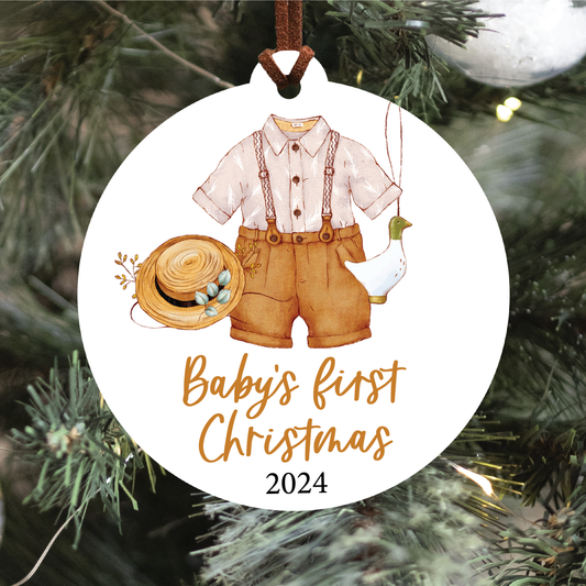 2024 Baby's First Christmas Ornament | Boho Outfit | Girl And Boy Variations