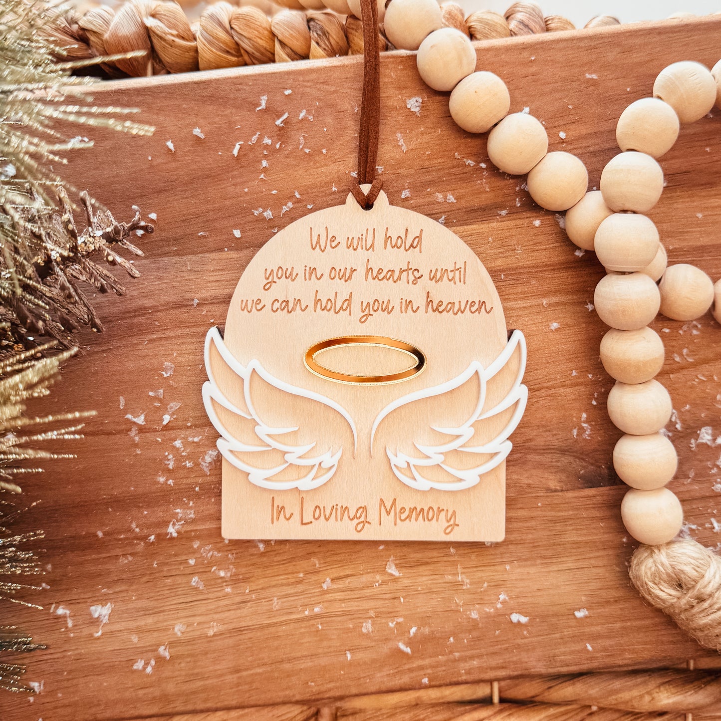 Hold You In Our Hearts Wooden Christmas Ornament