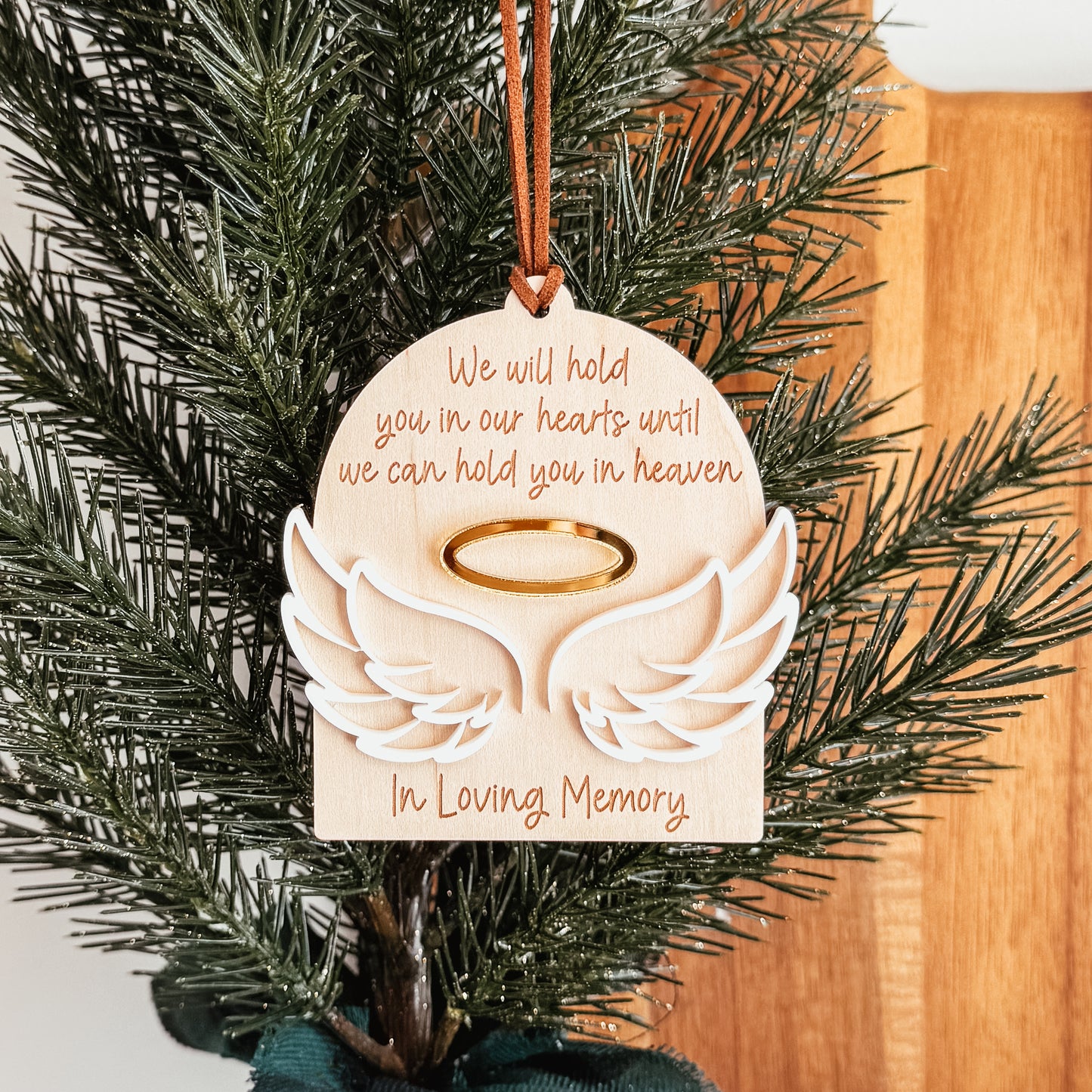 Hold You In Our Hearts Wooden Christmas Ornament