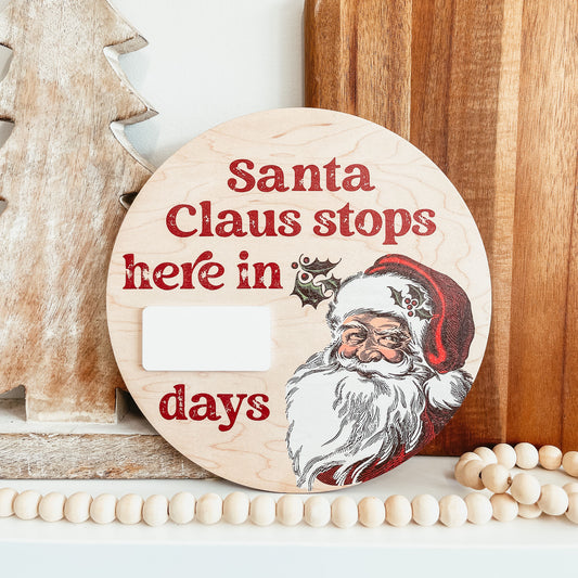 Vintage Santa Christmas Countdown Mini Round