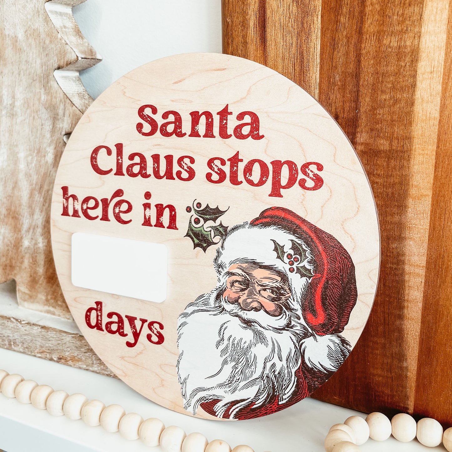 Vintage Santa Christmas Countdown Mini Round