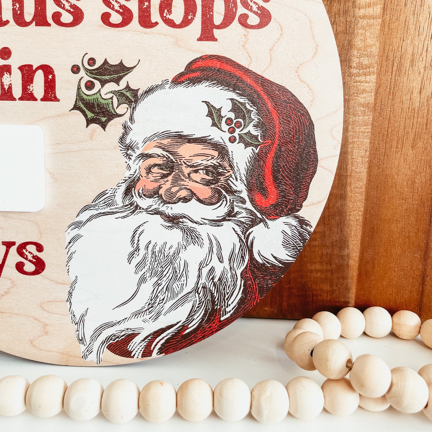 Vintage Santa Christmas Countdown Mini Round