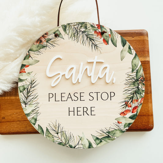 Santa Please Stop Here Mini Round | Christmas Wreath