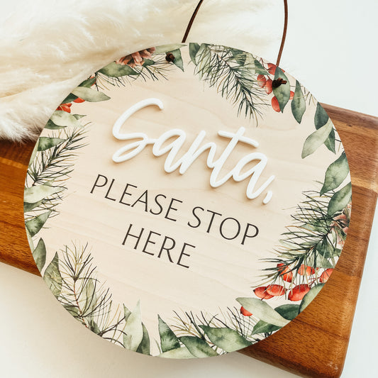 Santa Please Stop Here Mini Round | Christmas Wreath