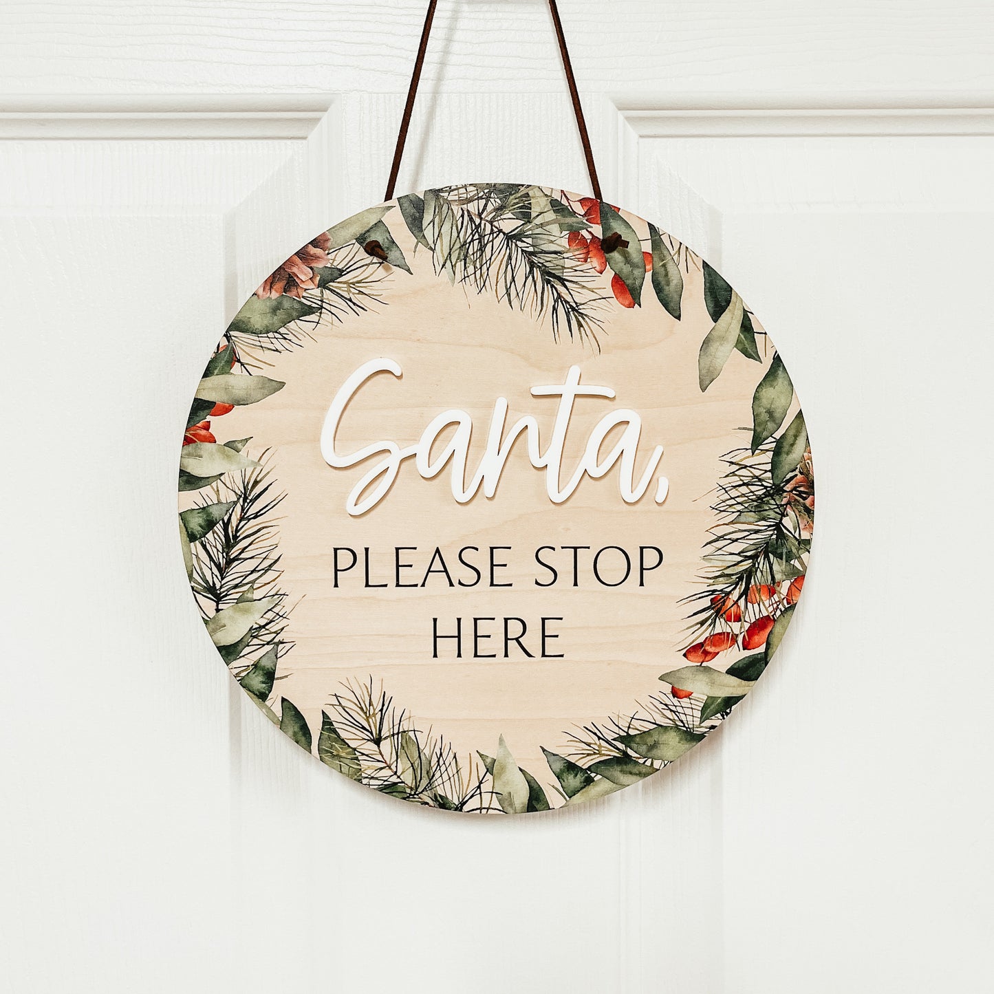 Santa Please Stop Here Mini Round | Christmas Wreath