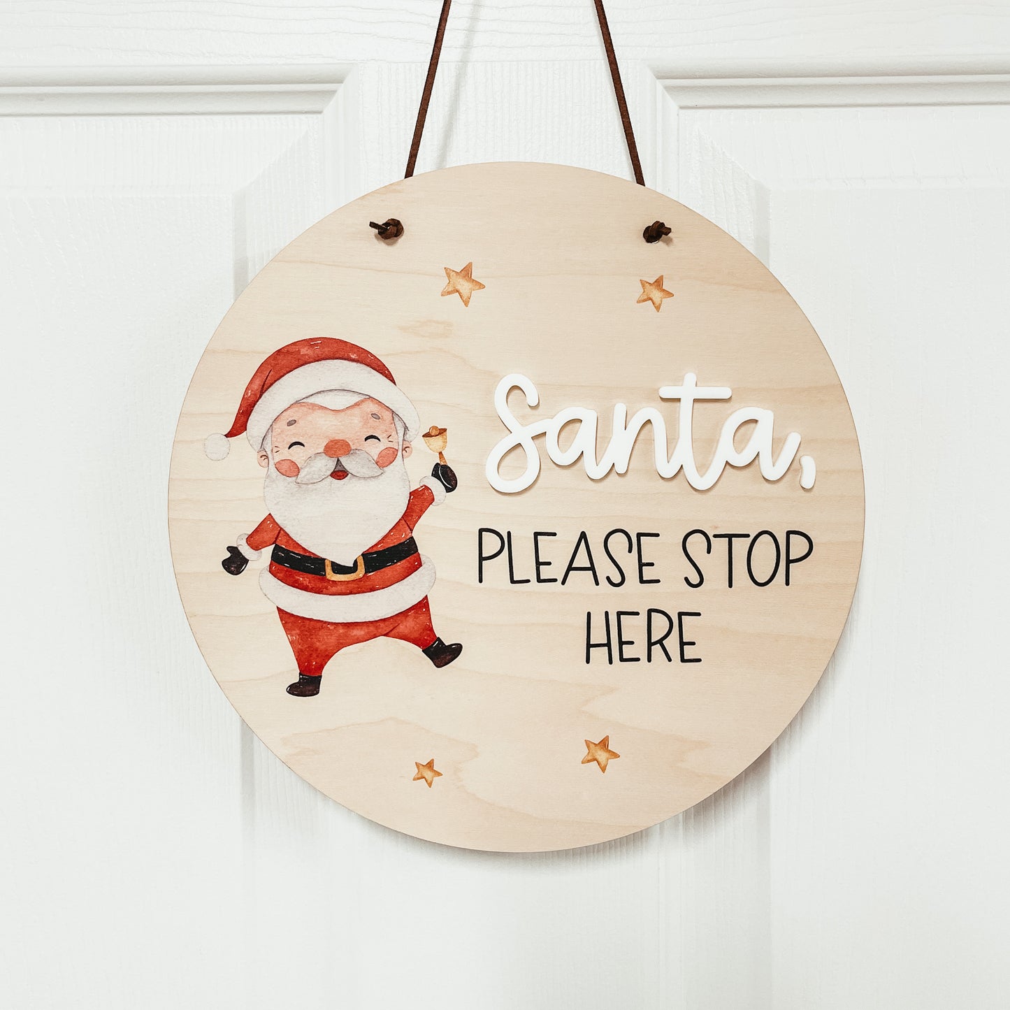 Santa Please Stop Here Mini Round | Santa And Stars