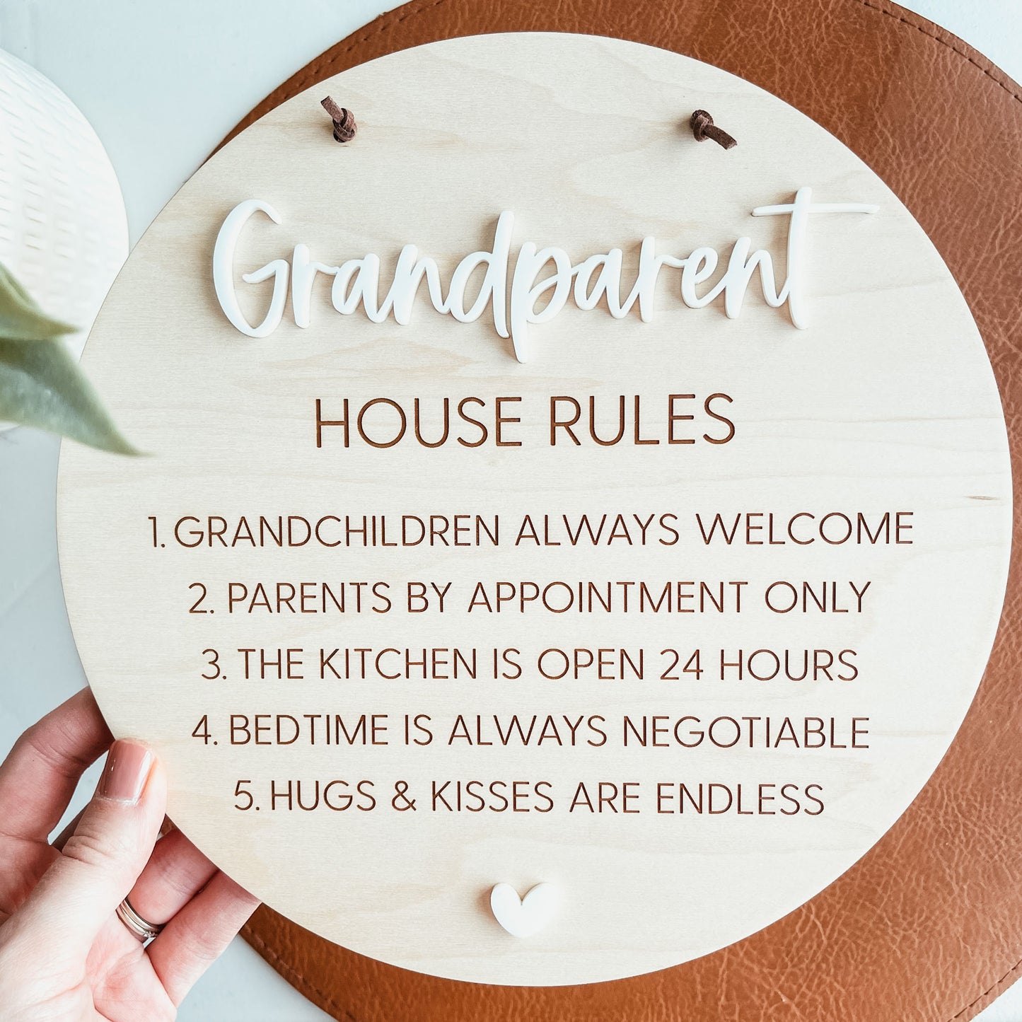 Grandparent House Rules Engraved Pennant Sign