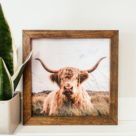 Highland Cow Framed Sign