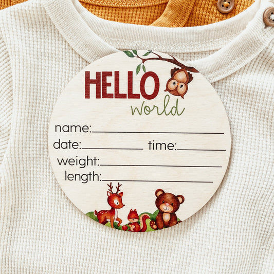 Woodland Animals Birth Statistics Birth Announcement