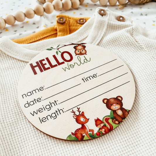 Woodland Animals Birth Statistics Birth Announcement