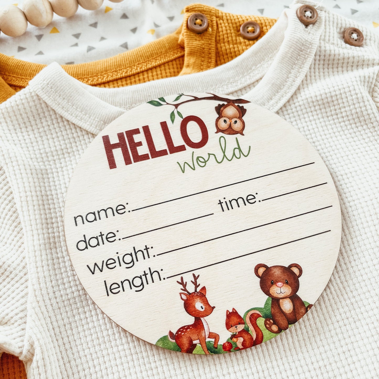 Woodland Animals Birth Statistics Birth Announcement