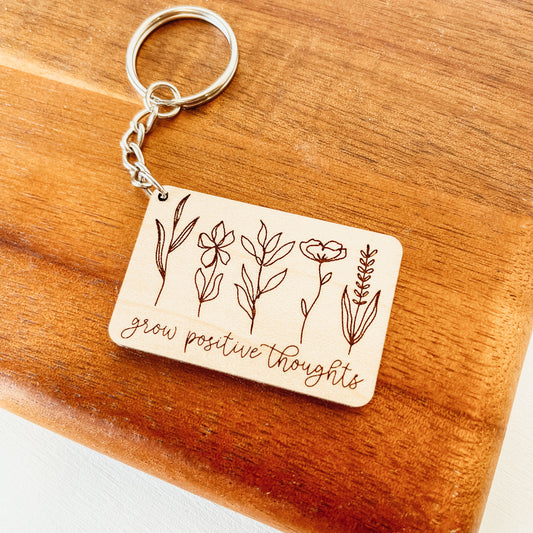 Grow Positive Thoughts Keychain