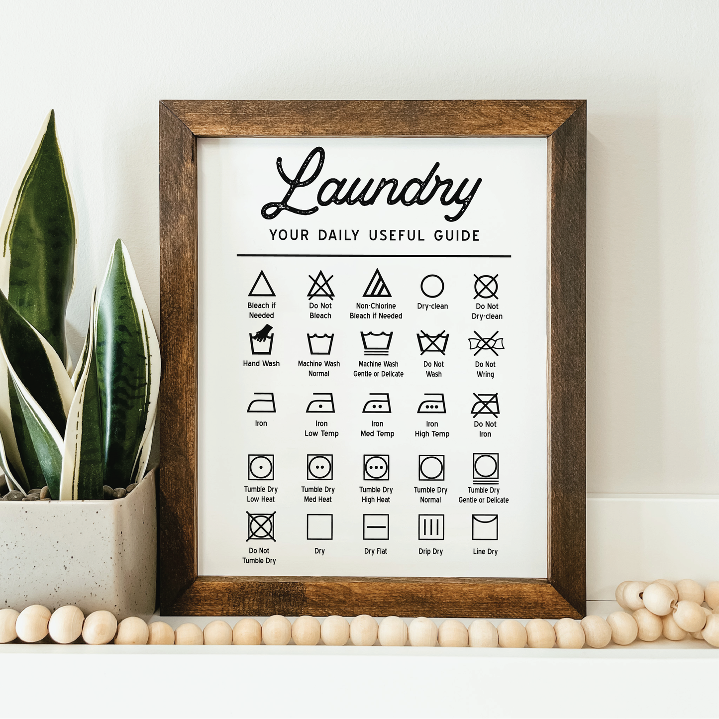 Laundry Symbols Framed Sign