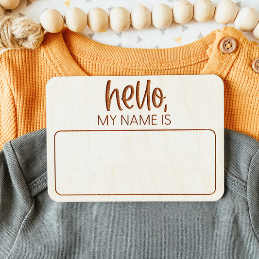 Wooden Name Tag Birth Announcement