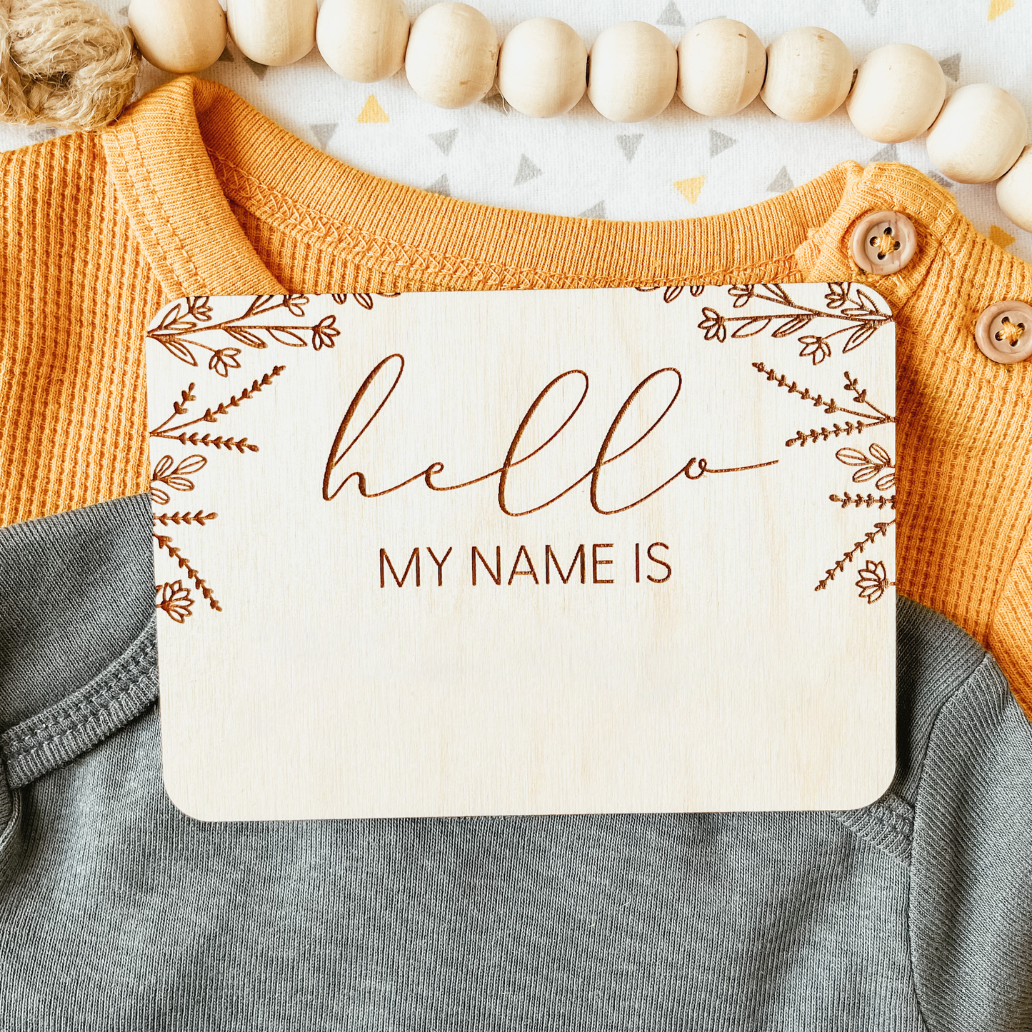 Wildflower Name Tag Birth Announcement