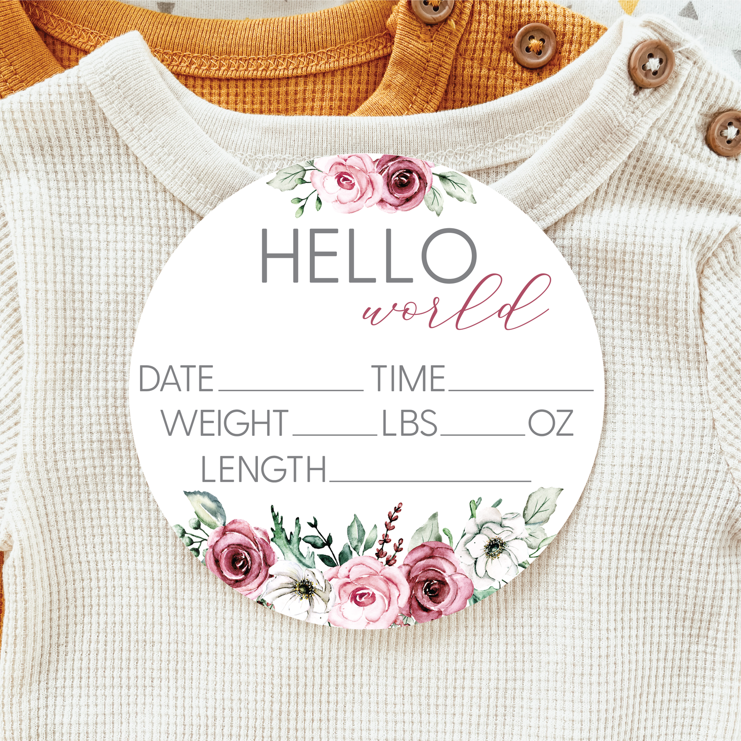 Acrylic Light Pink Floral Birth Announcement